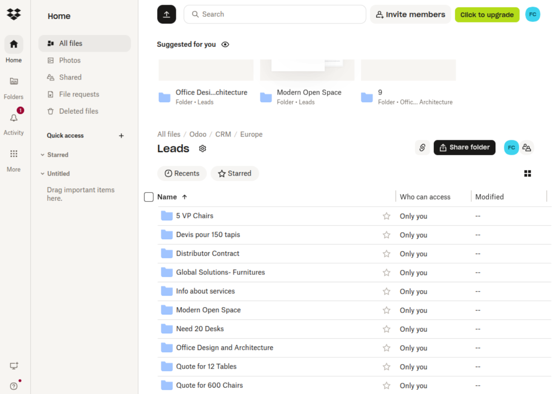 Dropbox subdirectories