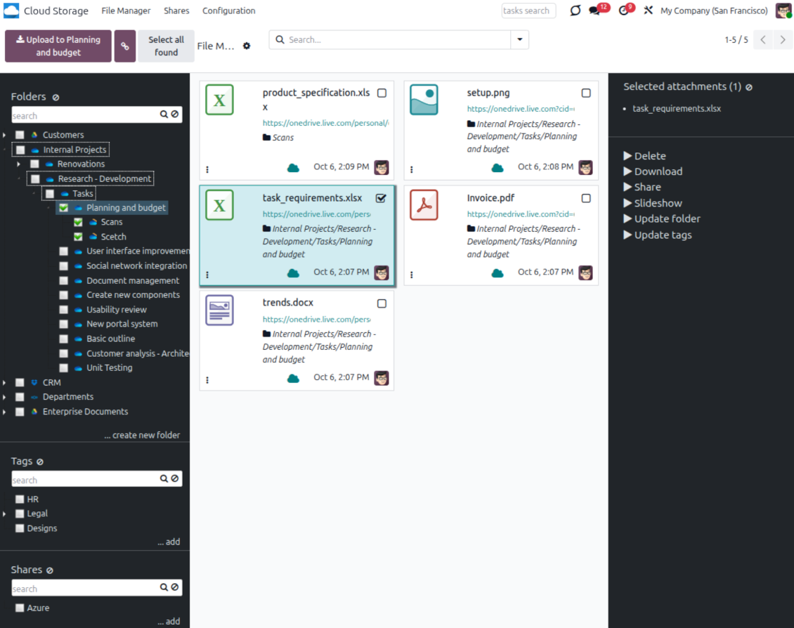Synchronize Odoo folders with  OneDrive/SharePoint