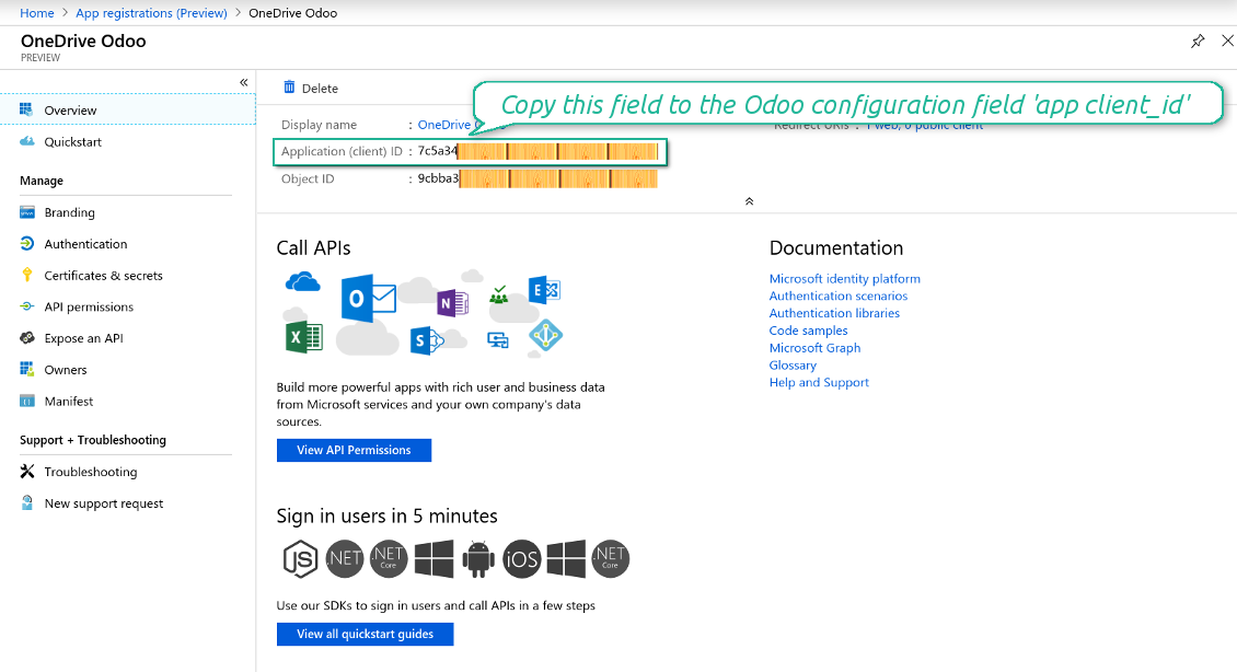 OneDrive/SharePoint redirect URI