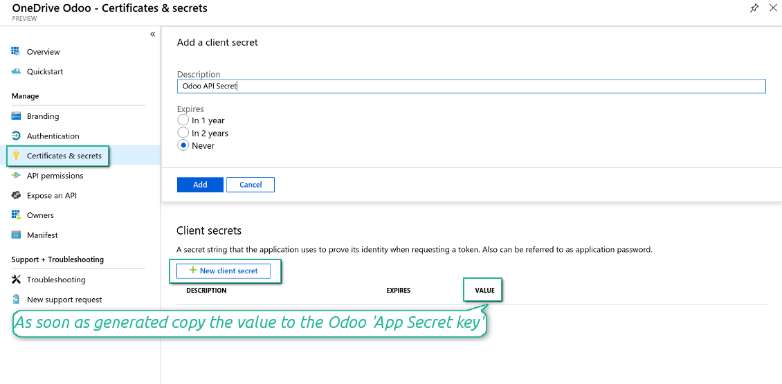 Odoo's new OneDrive/SharePoint secret