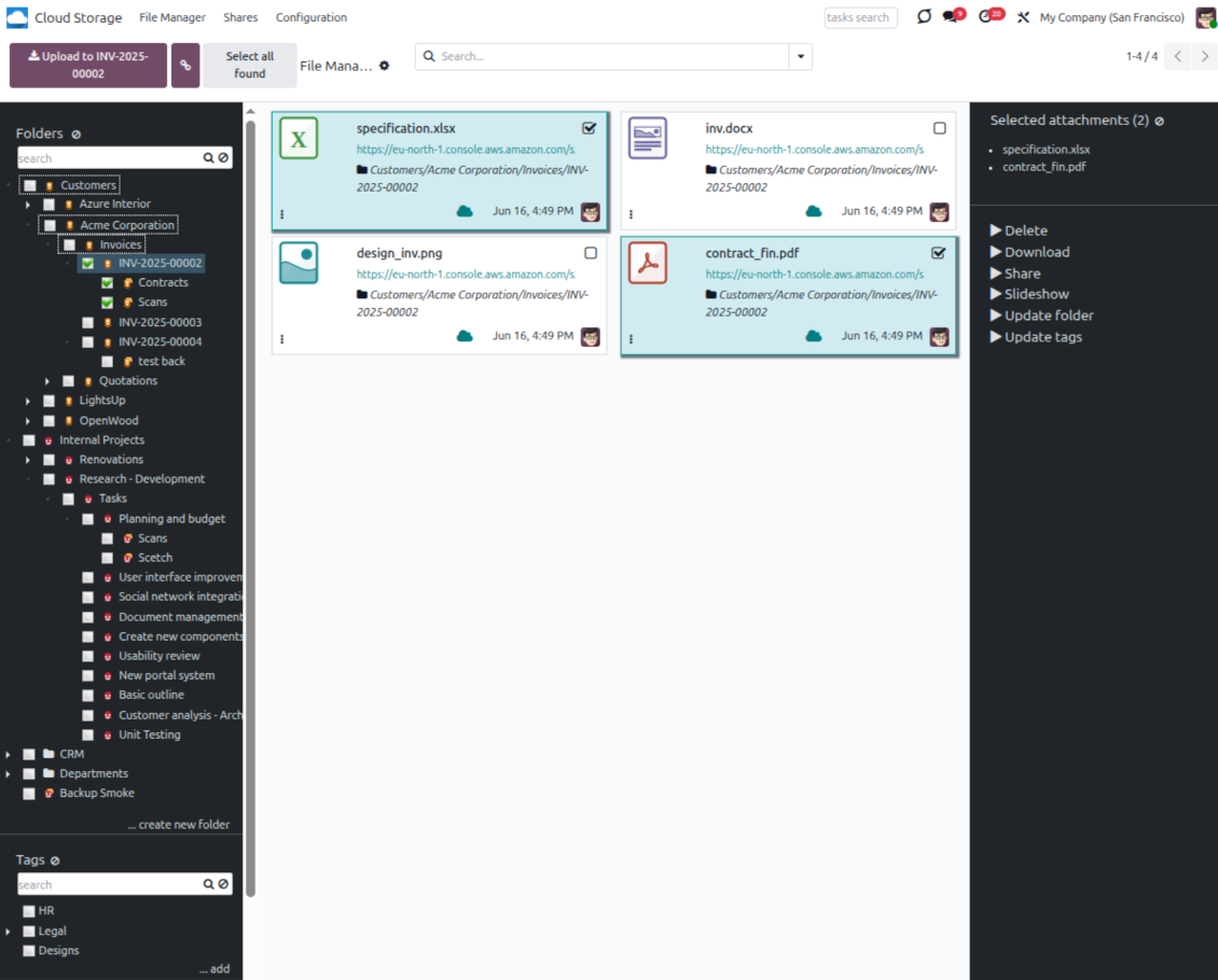 Synchronize Odoo folders with Amazon buckets