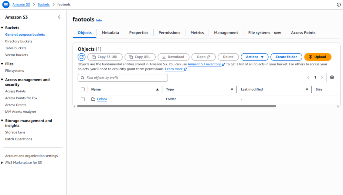 Odoo's root folder is in Amazon