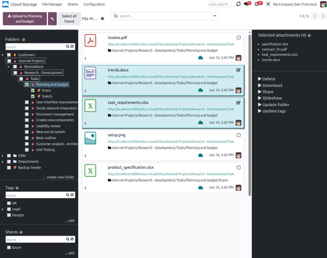Synchronize Odoo folders with  MinIO buckets
