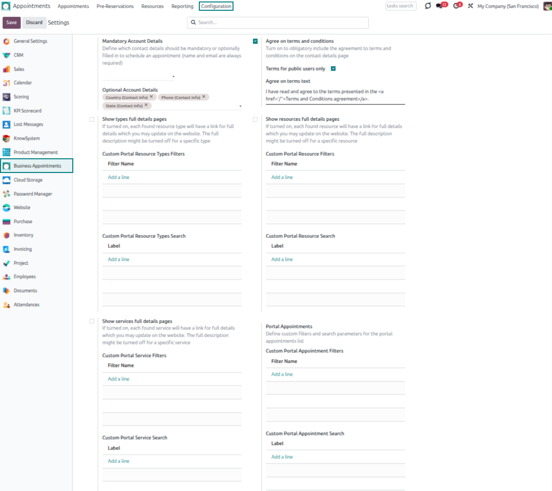 The configuration page: Odoo website-specific options (part 2)