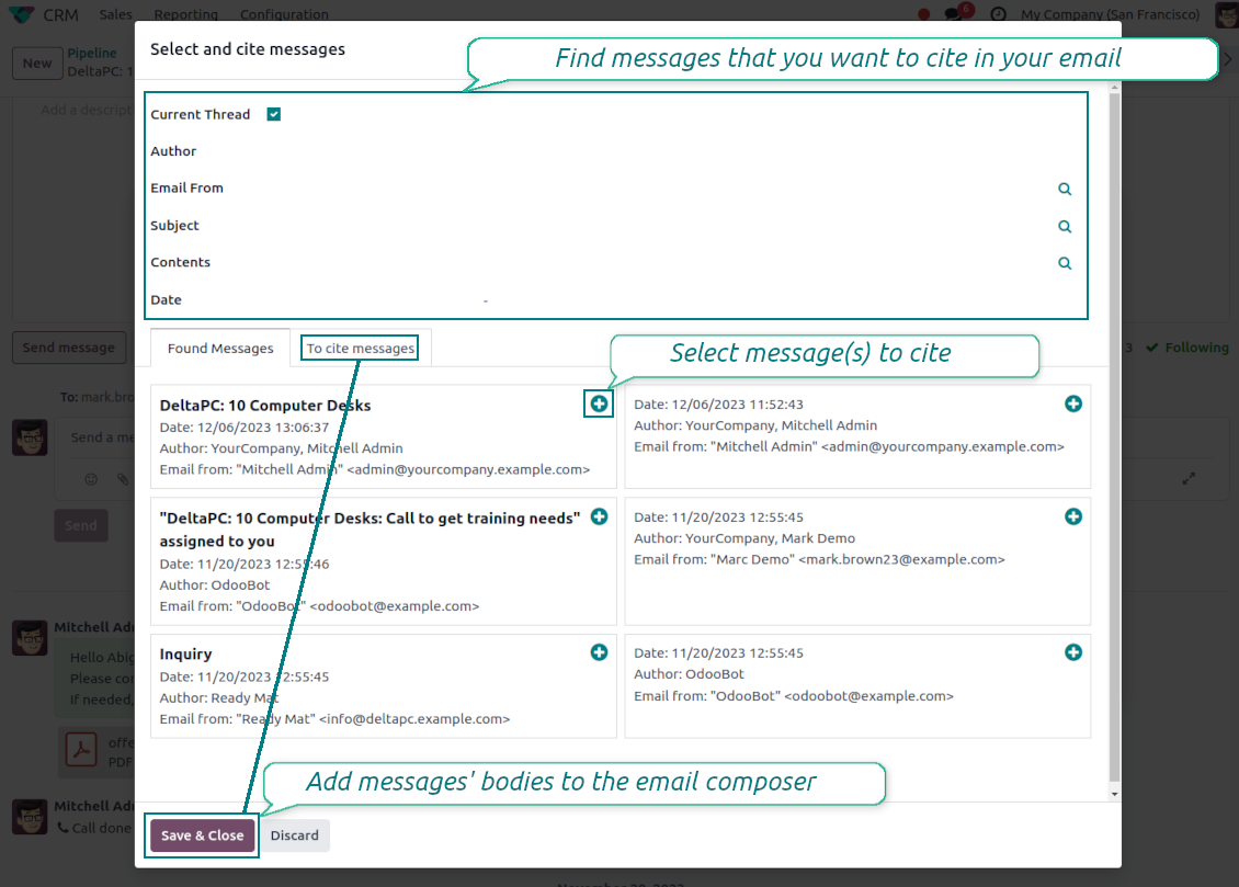 Odoo messages search wizard