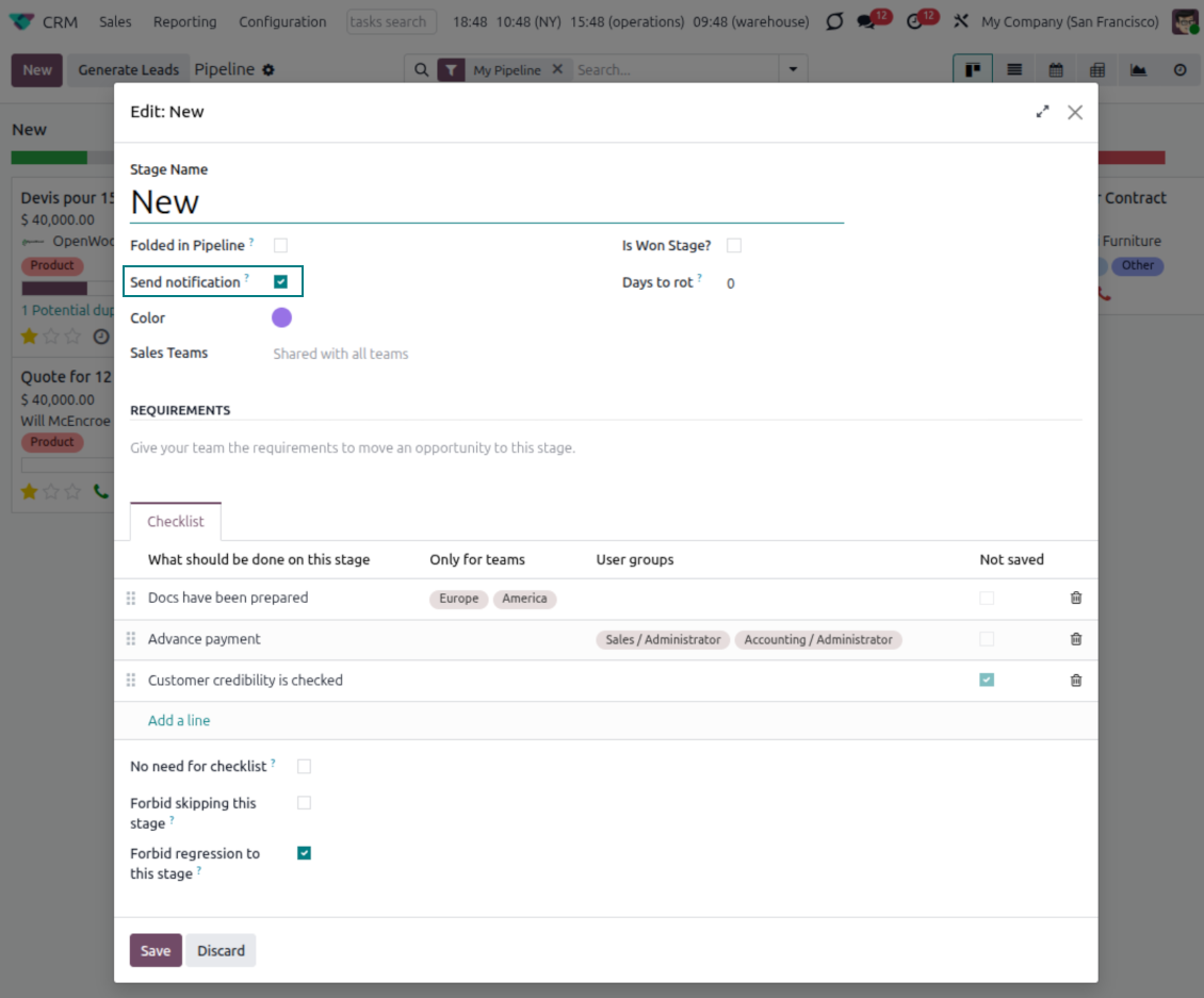 Odoo CRM stage Notify setting for CRM Daily Reminder filter