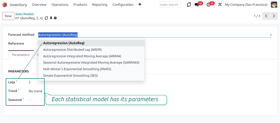 Statsmodel settings