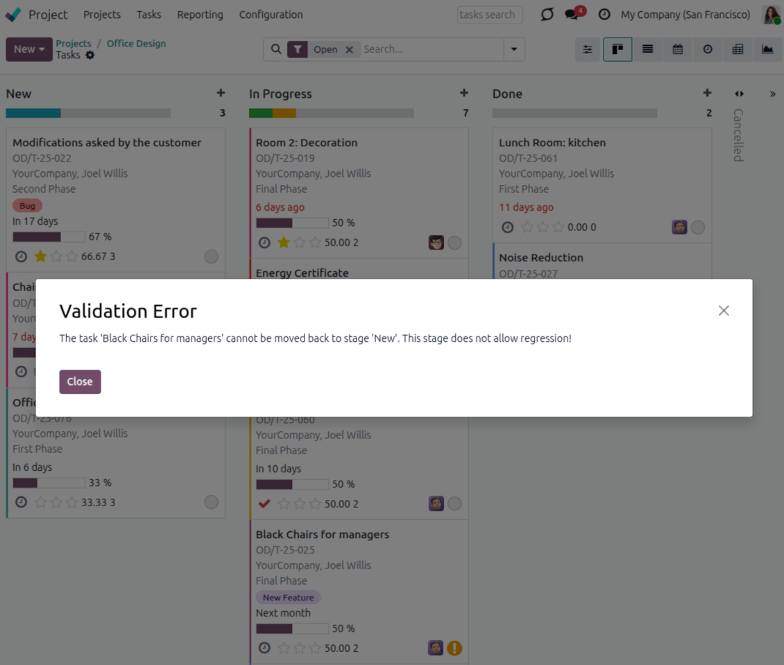 Varování projektu Odoo: návrat je omezen