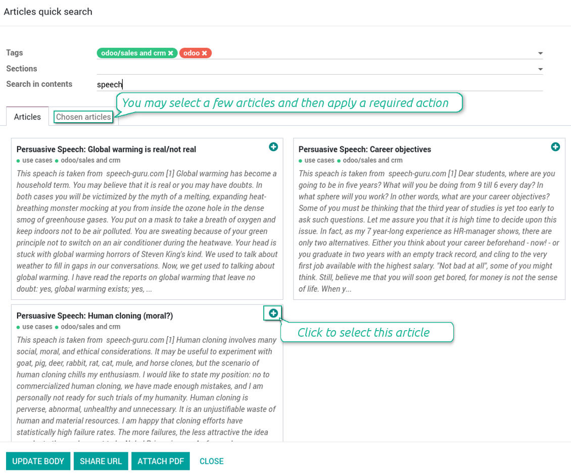 Articles quick search