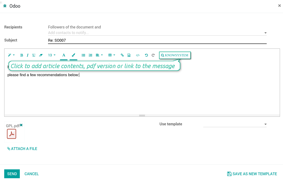 Use articles while messaging