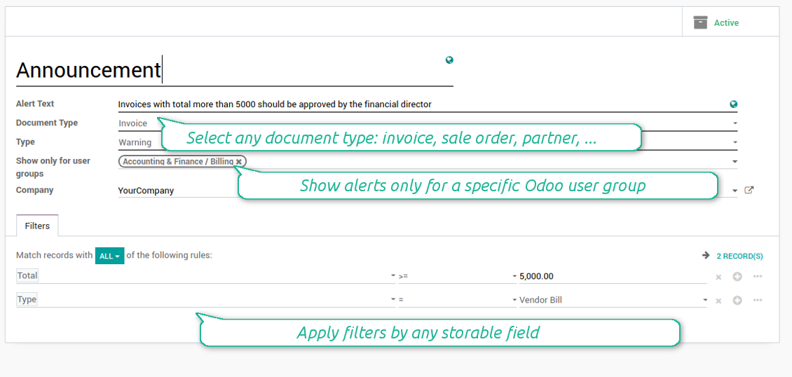 Invoices alerts