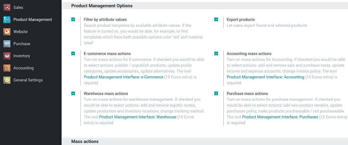 Select optional features