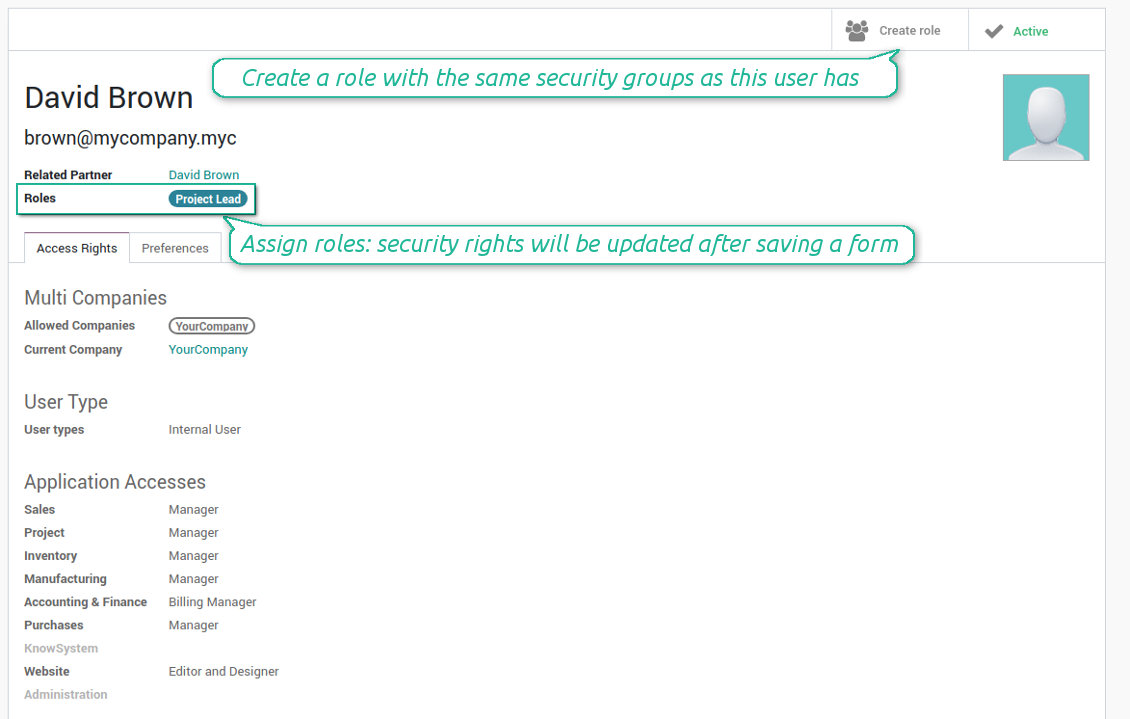 Roles on a user form 