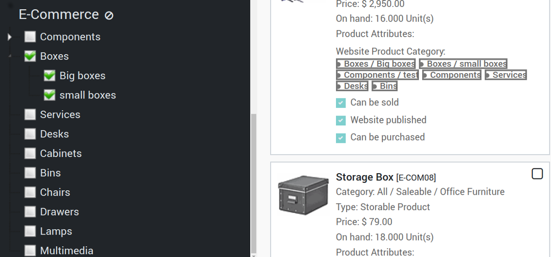 Templates filtering by e-commerce categories