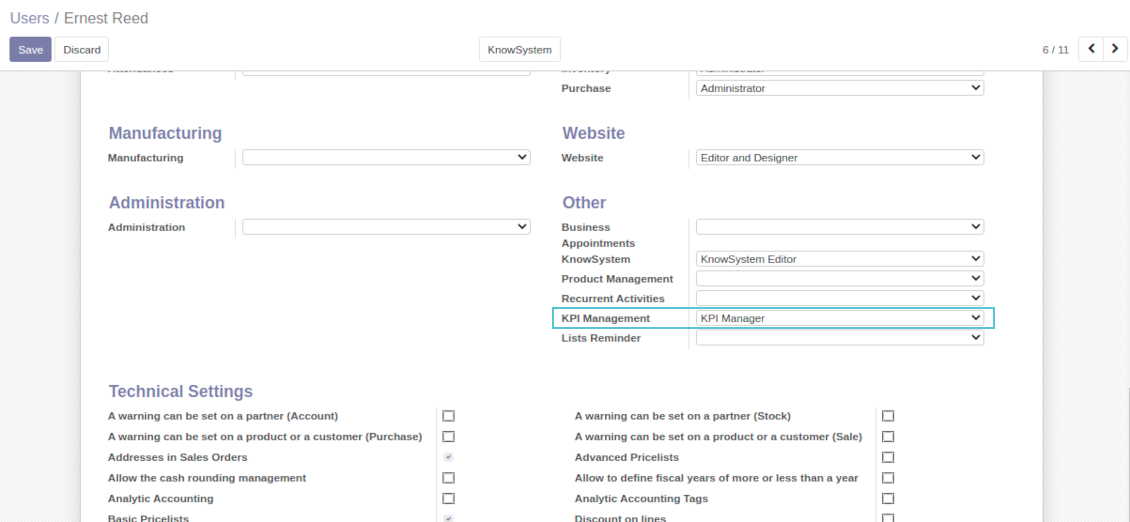 User group for KPI admins