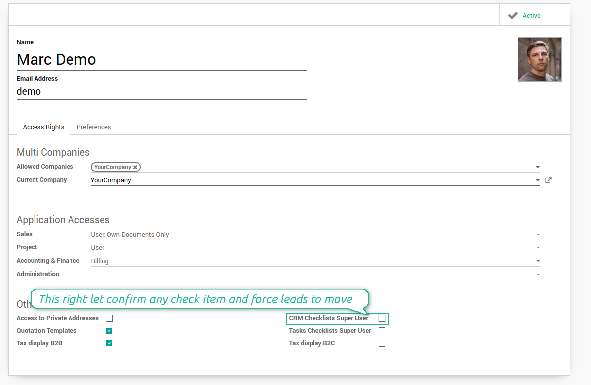 Opportunity check list super user