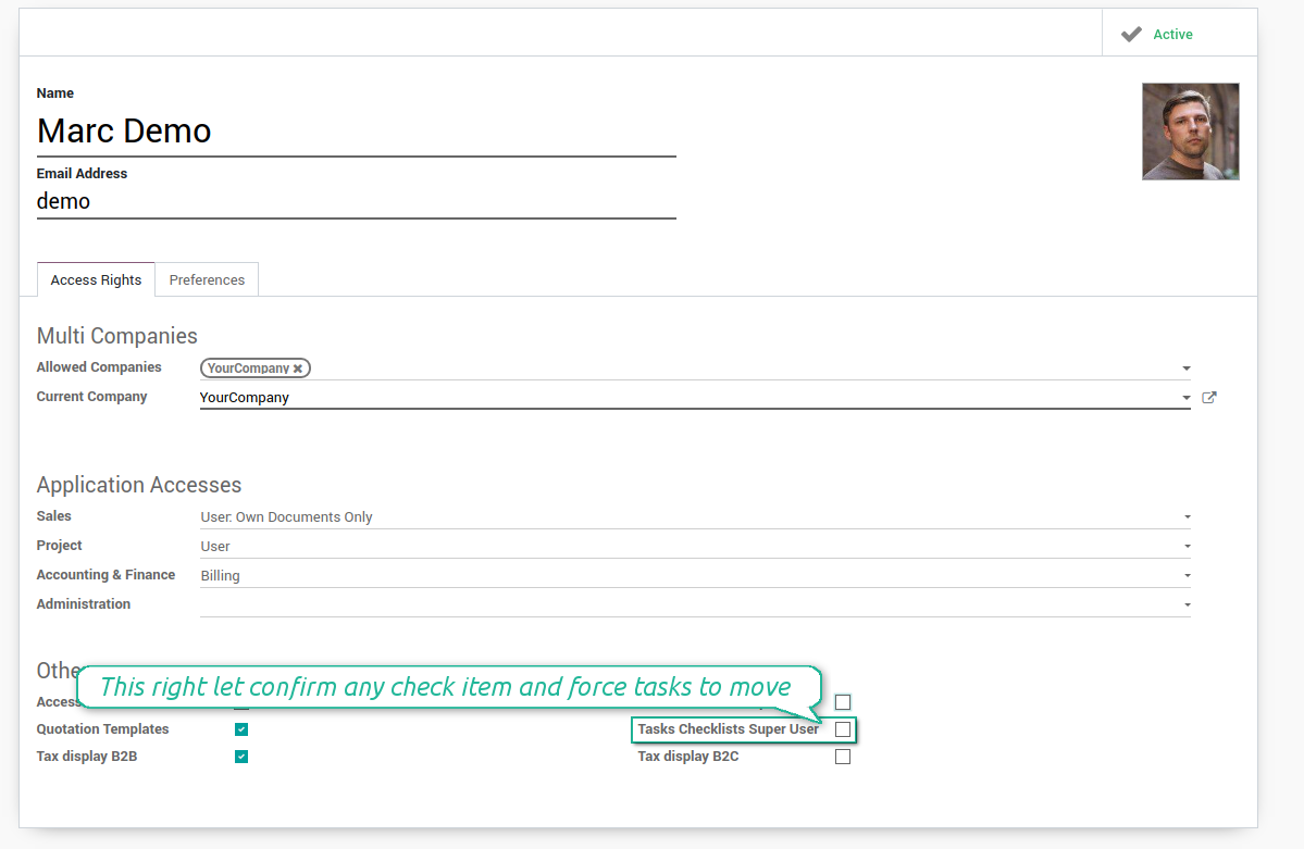 Task check list super user