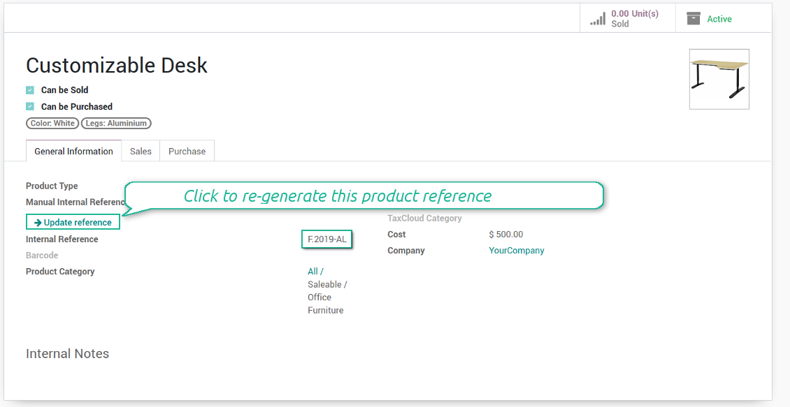 Example of auto product code update