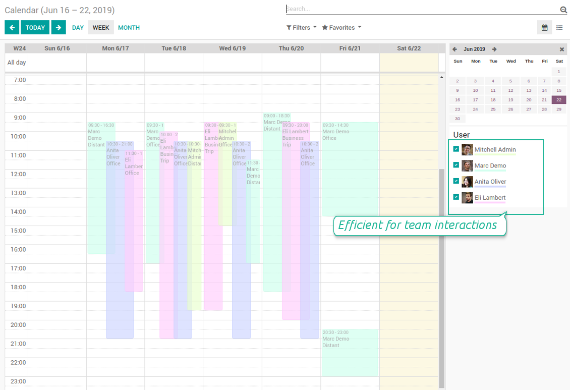 Odoo shifts calendar