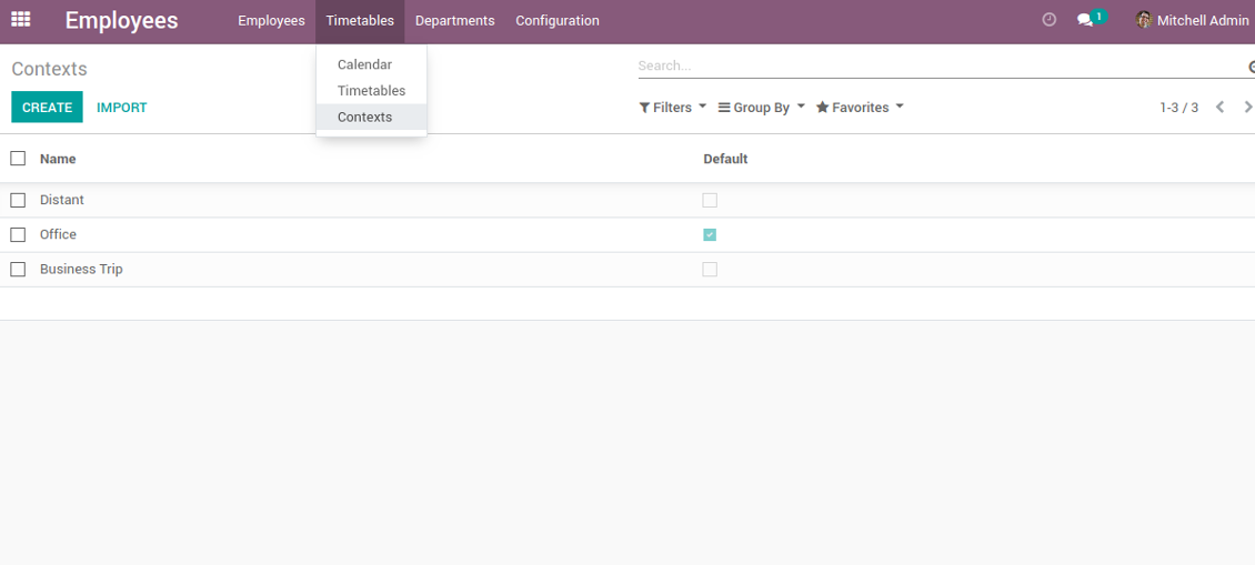 Timetable contexts